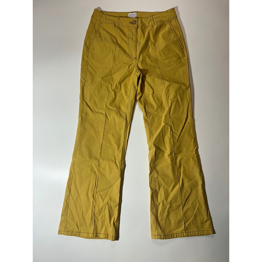 Nicole Miller Trousers Womens 6 Yellow Excellent Wide Leg Seam Front Pants